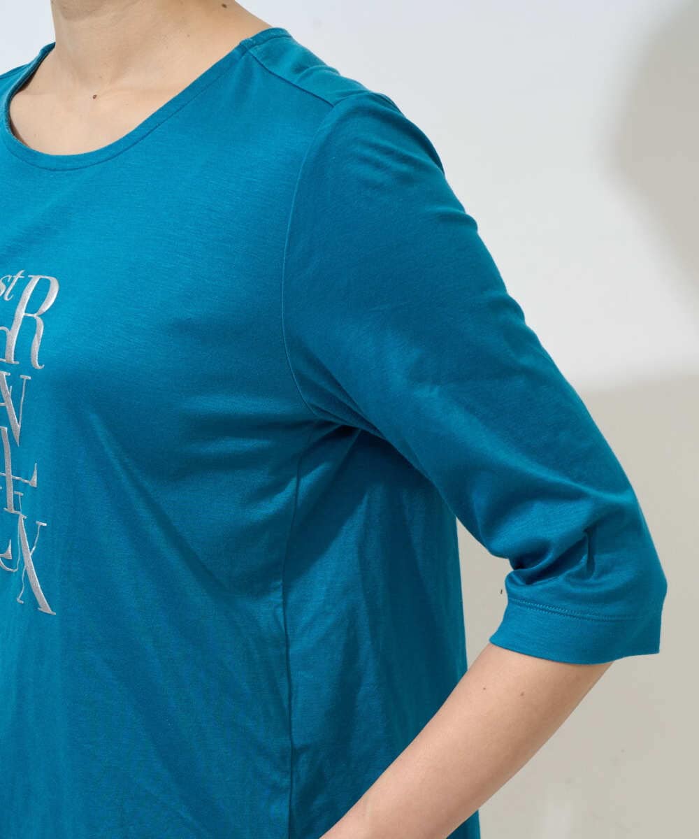 PHKGD16180 GEORGES RECH(小さいサイズ)(メゾン ドゥ サンク) メタリックロゴプリント5分袖カットソー ブルー