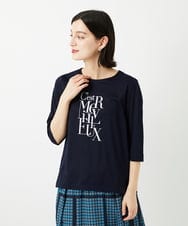 PHKGD16180 GEORGES RECH(小さいサイズ)(メゾン ドゥ サンク) メタリックロゴプリント5分袖カットソー ネイビー