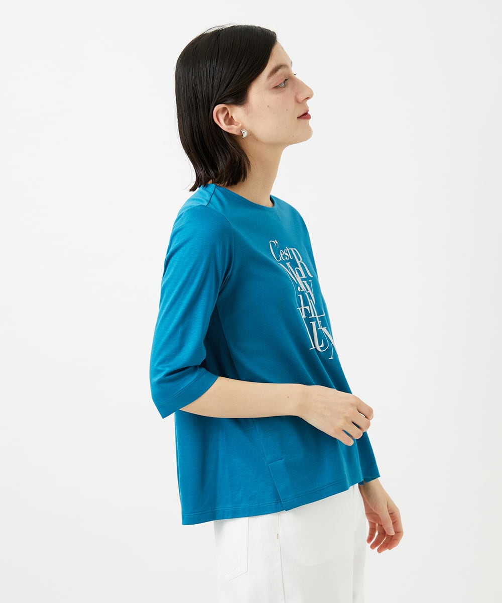 PHKGD16180 GEORGES RECH(小さいサイズ)(メゾン ドゥ サンク) メタリックロゴプリント5分袖カットソー ホワイト