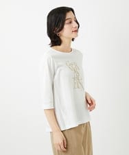 PHKGD16180 GEORGES RECH(小さいサイズ)(メゾン ドゥ サンク) メタリックロゴプリント5分袖カットソー ホワイト