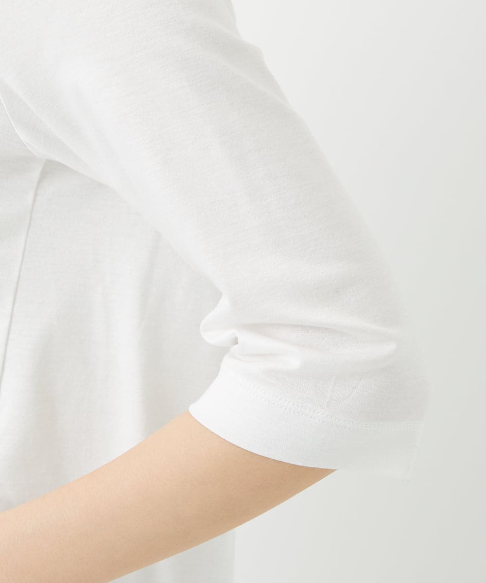 PHKGD16180 GEORGES RECH(小さいサイズ)(メゾン ドゥ サンク) メタリックロゴプリント5分袖カットソー ホワイト