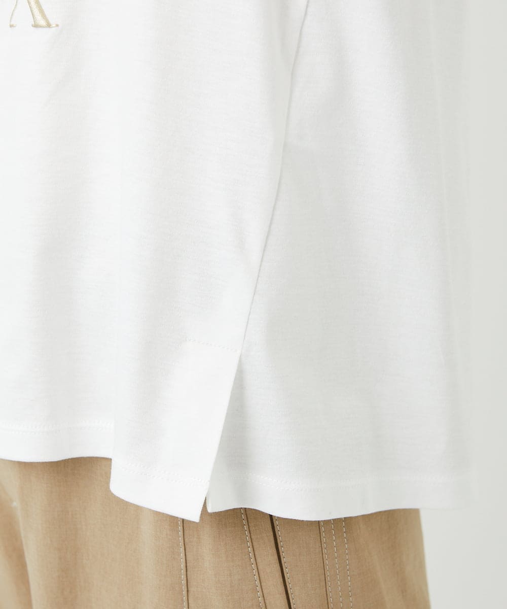 PHKGD16180 GEORGES RECH(小さいサイズ)(メゾン ドゥ サンク) メタリックロゴプリント5分袖カットソー ホワイト