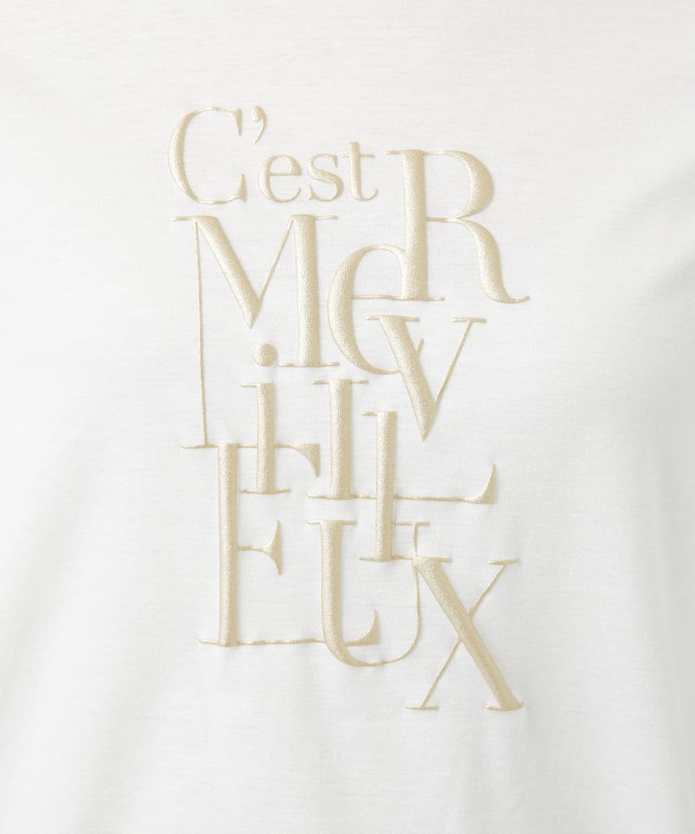 PHKGD16180 GEORGES RECH(小さいサイズ)(メゾン ドゥ サンク) メタリックロゴプリント5分袖カットソー ホワイト