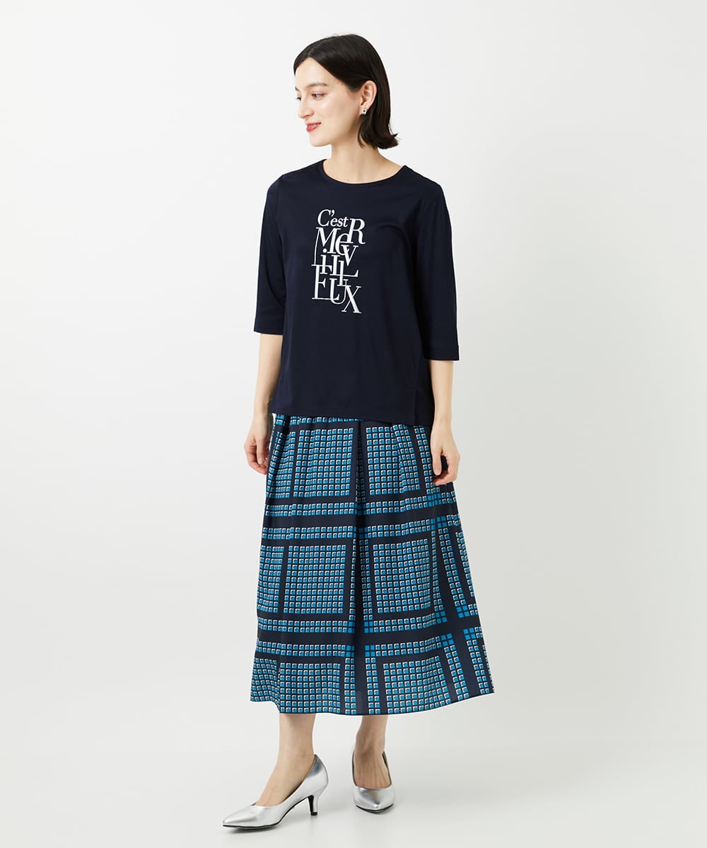 PHKGD16180 GEORGES RECH(小さいサイズ)(メゾン ドゥ サンク) メタリックロゴプリント5分袖カットソー ホワイト