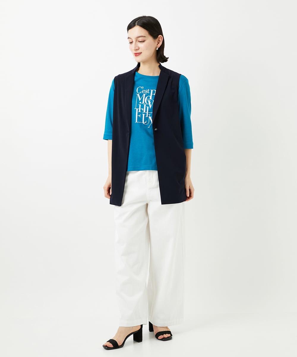 PHKGD16180 GEORGES RECH(小さいサイズ)(メゾン ドゥ サンク) メタリックロゴプリント5分袖カットソー ホワイト