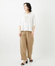 PHKGD16180 GEORGES RECH(小さいサイズ)(メゾン ドゥ サンク) メタリックロゴプリント5分袖カットソー ホワイト