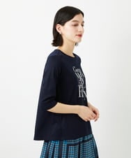 PHKGD16180 GEORGES RECH(小さいサイズ)(メゾン ドゥ サンク) メタリックロゴプリント5分袖カットソー ホワイト