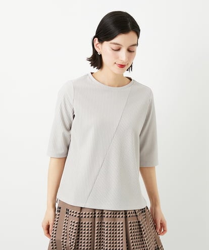 PHKGD17150   [日本製]バイヤスストレッチリブ5分袖カットソー