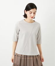 PHKGD17150 GEORGES RECH(小さいサイズ)(メゾン ドゥ サンク)  [日本製]バイヤスストレッチリブ5分袖カットソー ライトグレー