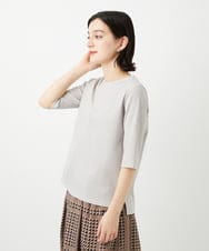PHKGD17150 GEORGES RECH(小さいサイズ)(メゾン ドゥ サンク)  [日本製]バイヤスストレッチリブ5分袖カットソー ライトグレー