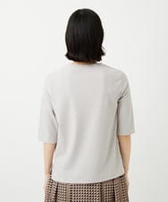 PHKGD17150 GEORGES RECH(小さいサイズ)(メゾン ドゥ サンク)  [日本製]バイヤスストレッチリブ5分袖カットソー ライトグレー