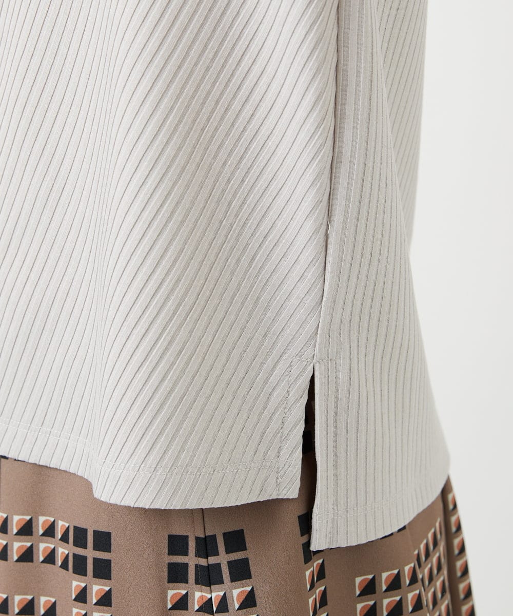 PHKGD17150 GEORGES RECH(小さいサイズ)(メゾン ドゥ サンク)  [日本製]バイヤスストレッチリブ5分袖カットソー ライトグレー