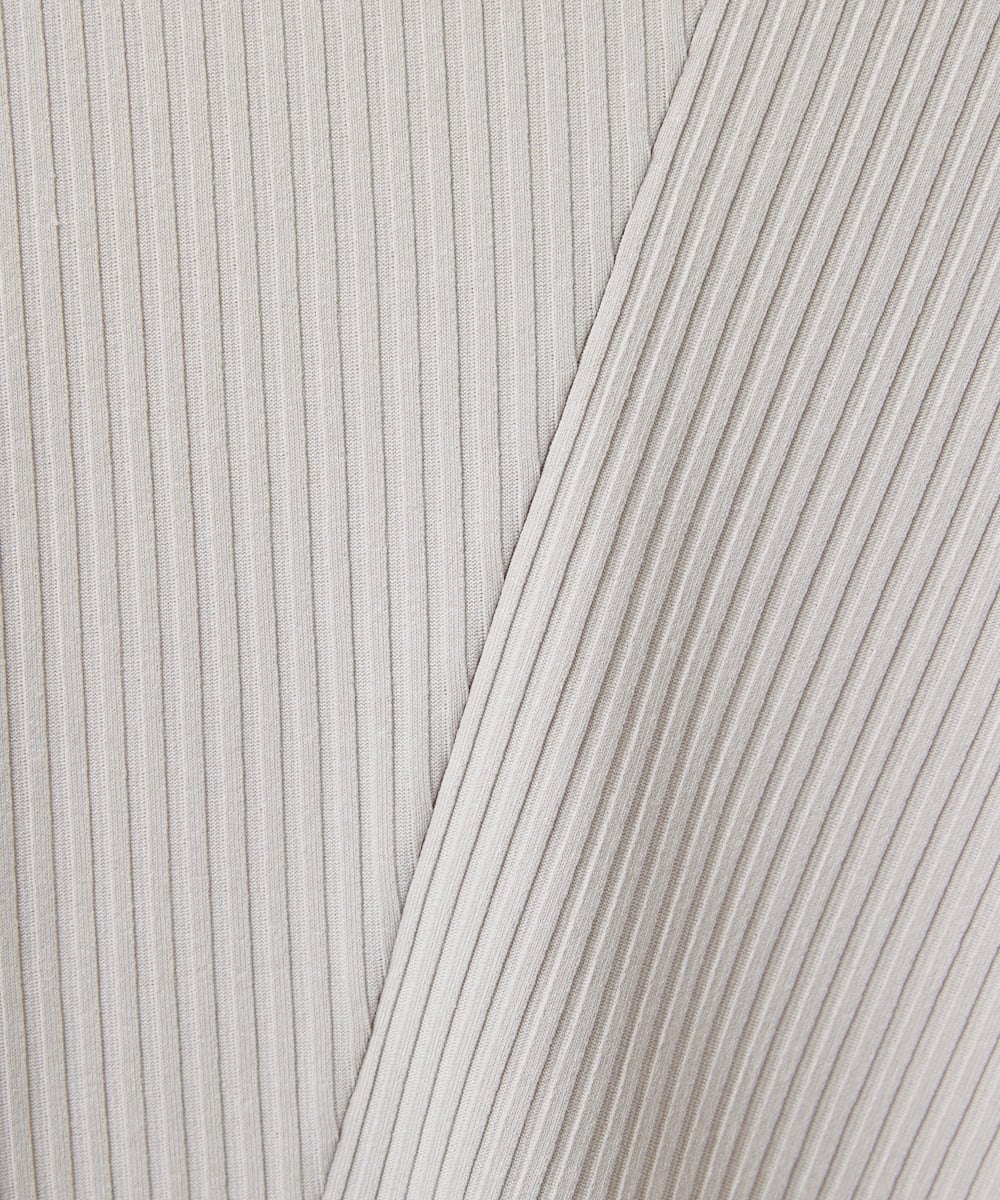 PHKGD17150 GEORGES RECH(小さいサイズ)(メゾン ドゥ サンク)  [日本製]バイヤスストレッチリブ5分袖カットソー ライトグレー