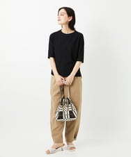 PHKGD17150 GEORGES RECH(小さいサイズ)(メゾン ドゥ サンク)  [日本製]バイヤスストレッチリブ5分袖カットソー ライトグレー