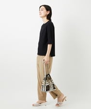 PHKGD17150 GEORGES RECH(小さいサイズ)(メゾン ドゥ サンク)  [日本製]バイヤスストレッチリブ5分袖カットソー ライトグレー