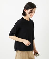 PHKGD17150 GEORGES RECH(小さいサイズ)(メゾン ドゥ サンク)  [日本製]バイヤスストレッチリブ5分袖カットソー ライトグレー