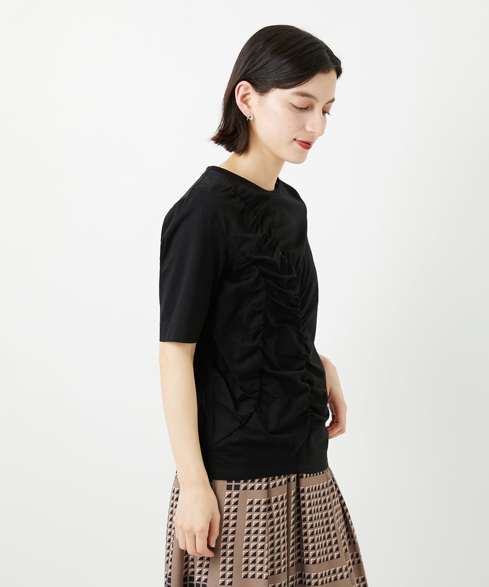 PHKGD18190 GEORGES RECH(小さいサイズ)(メゾン ドゥ サンク) シャーリングカットソー ホワイト