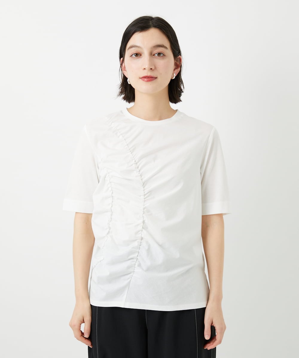 PHKGD18190 GEORGES RECH(小さいサイズ)(メゾン ドゥ サンク) シャーリングカットソー ホワイト