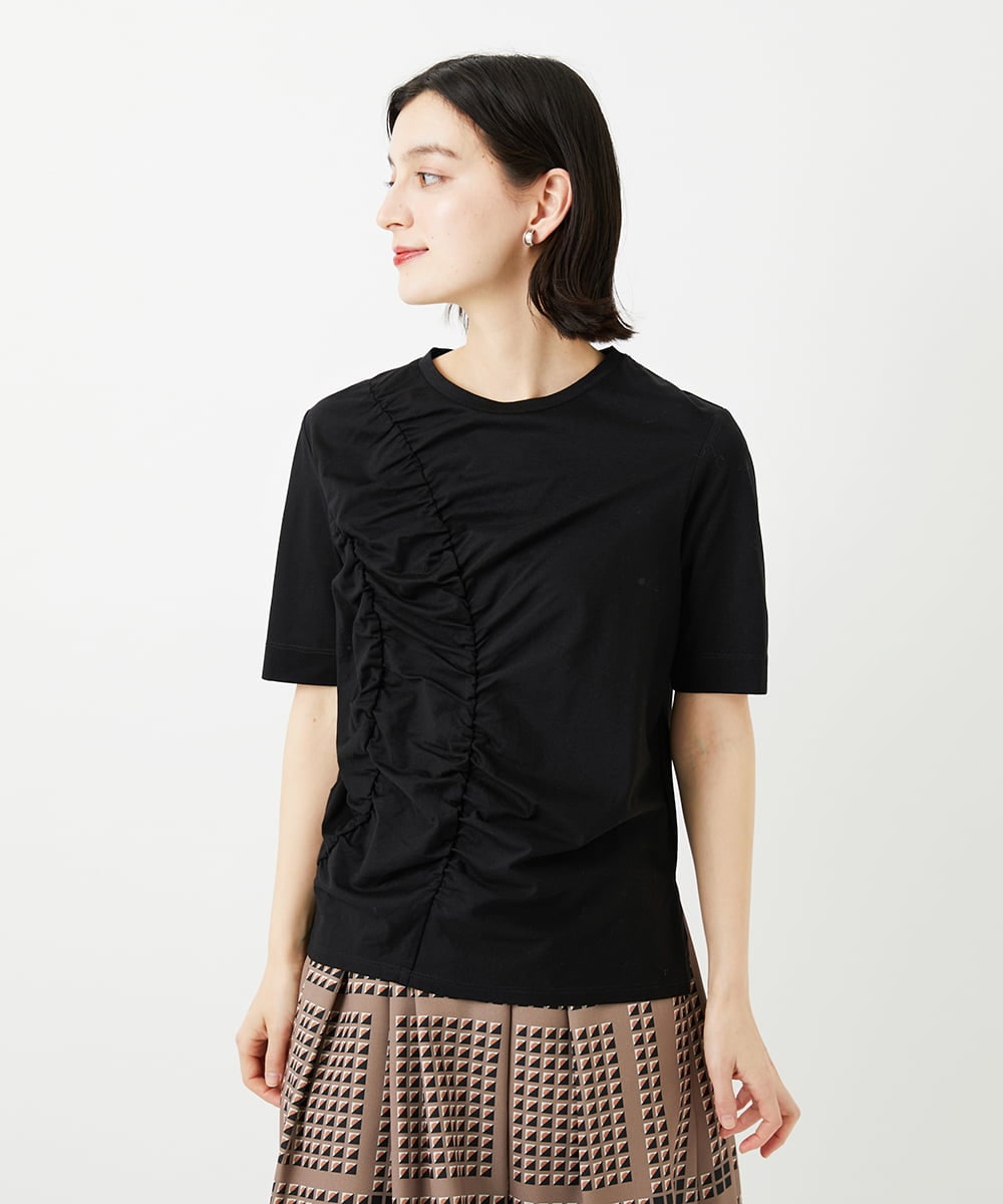 PHKGD18190 GEORGES RECH(小さいサイズ)(メゾン ドゥ サンク) シャーリングカットソー ブラック