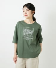 PHKGD24150 GEORGES RECH(小さいサイズ)(メゾン ドゥ サンク) [接触冷感]ドライコットン刺繍カットソー カーキ