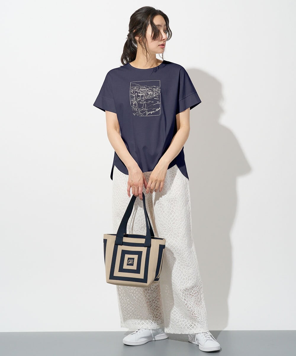 PHKGD24150 GEORGES RECH(小さいサイズ)(メゾン ドゥ サンク) [接触冷感]ドライコットン刺繍カットソー カーキ