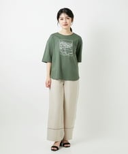 PHKGD24150 GEORGES RECH(小さいサイズ)(メゾン ドゥ サンク) [接触冷感]ドライコットン刺繍カットソー カーキ