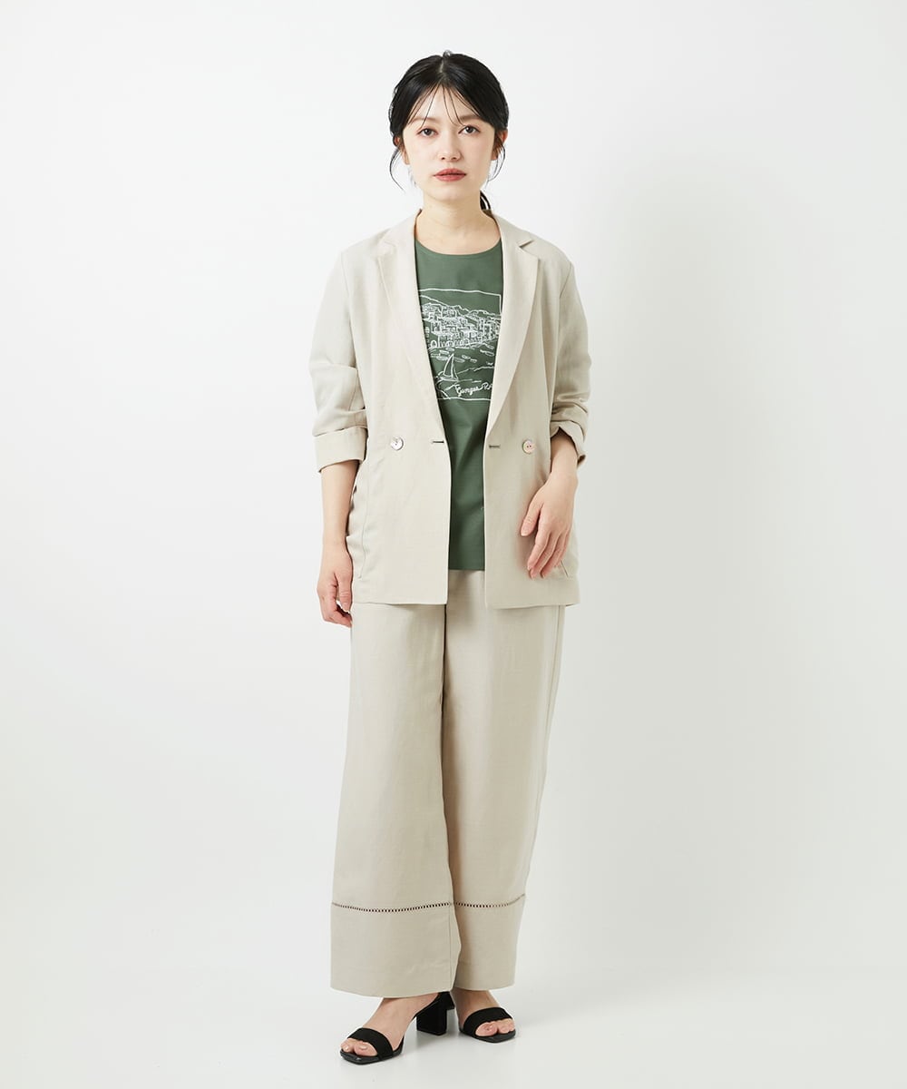 PHKGD24150 GEORGES RECH(小さいサイズ)(メゾン ドゥ サンク) [接触冷感]ドライコットン刺繍カットソー カーキ