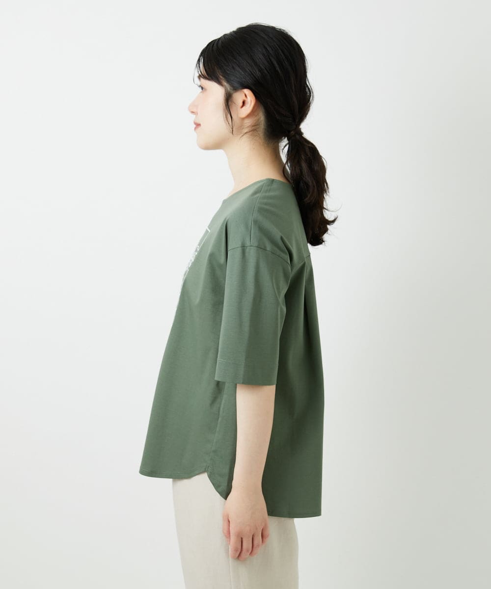 PHKGD24150 GEORGES RECH(小さいサイズ)(メゾン ドゥ サンク) [接触冷感]ドライコットン刺繍カットソー カーキ
