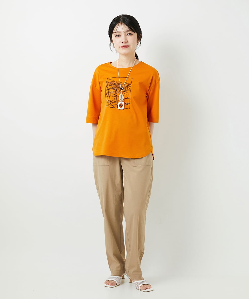 PHKGD24150 GEORGES RECH(小さいサイズ)(メゾン ドゥ サンク) [接触冷感]ドライコットン刺繍カットソー カーキ