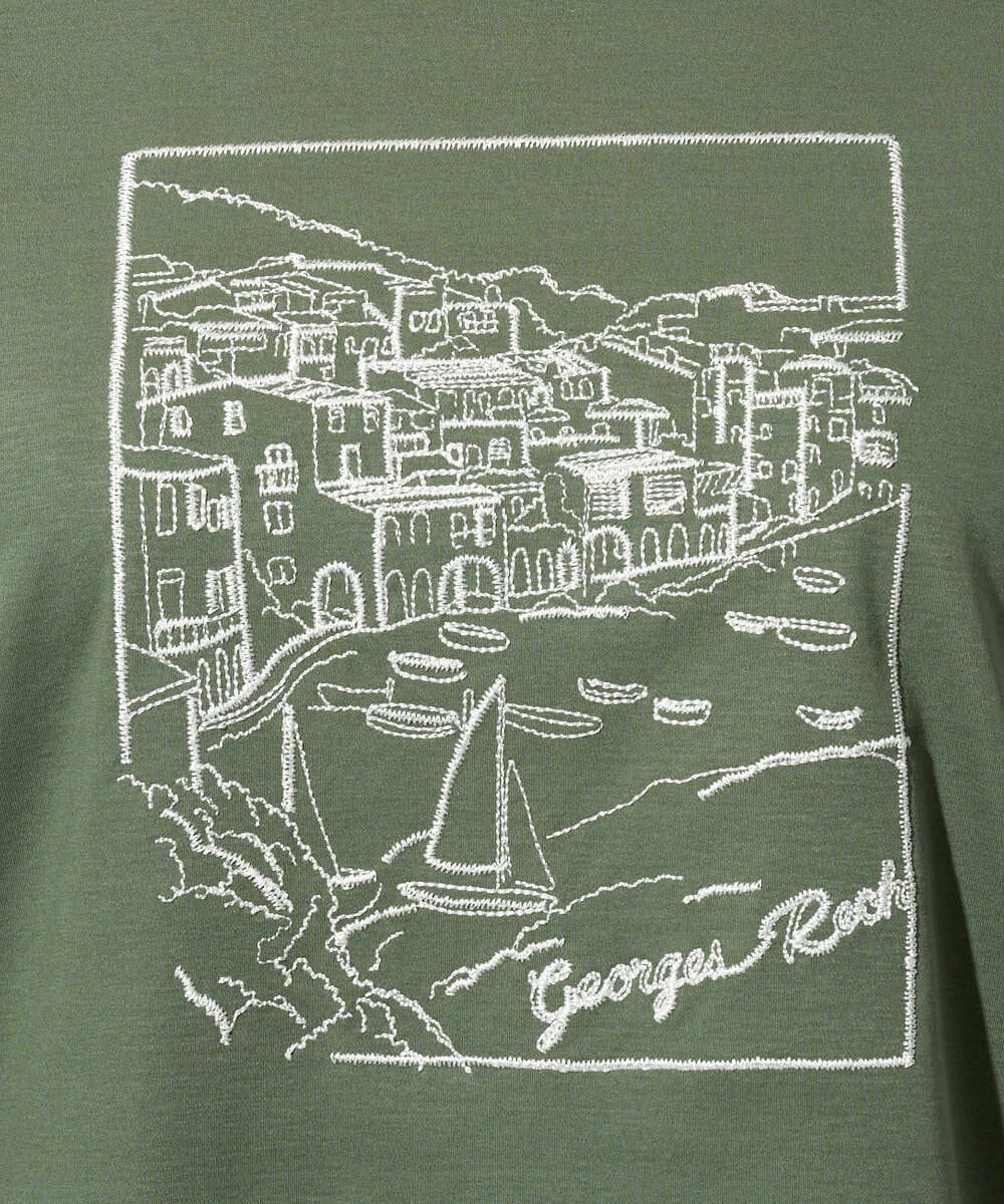 PHKGD24150 GEORGES RECH(小さいサイズ)(メゾン ドゥ サンク) [接触冷感]ドライコットン刺繍カットソー カーキ