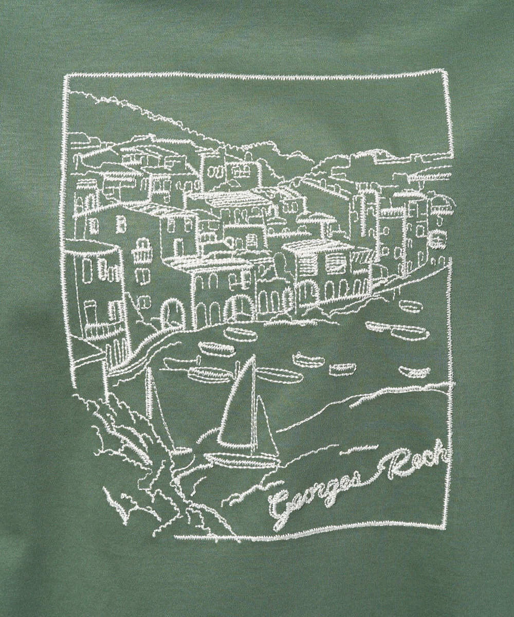 PHKGD24150 GEORGES RECH(小さいサイズ)(メゾン ドゥ サンク) [接触冷感]ドライコットン刺繍カットソー カーキ