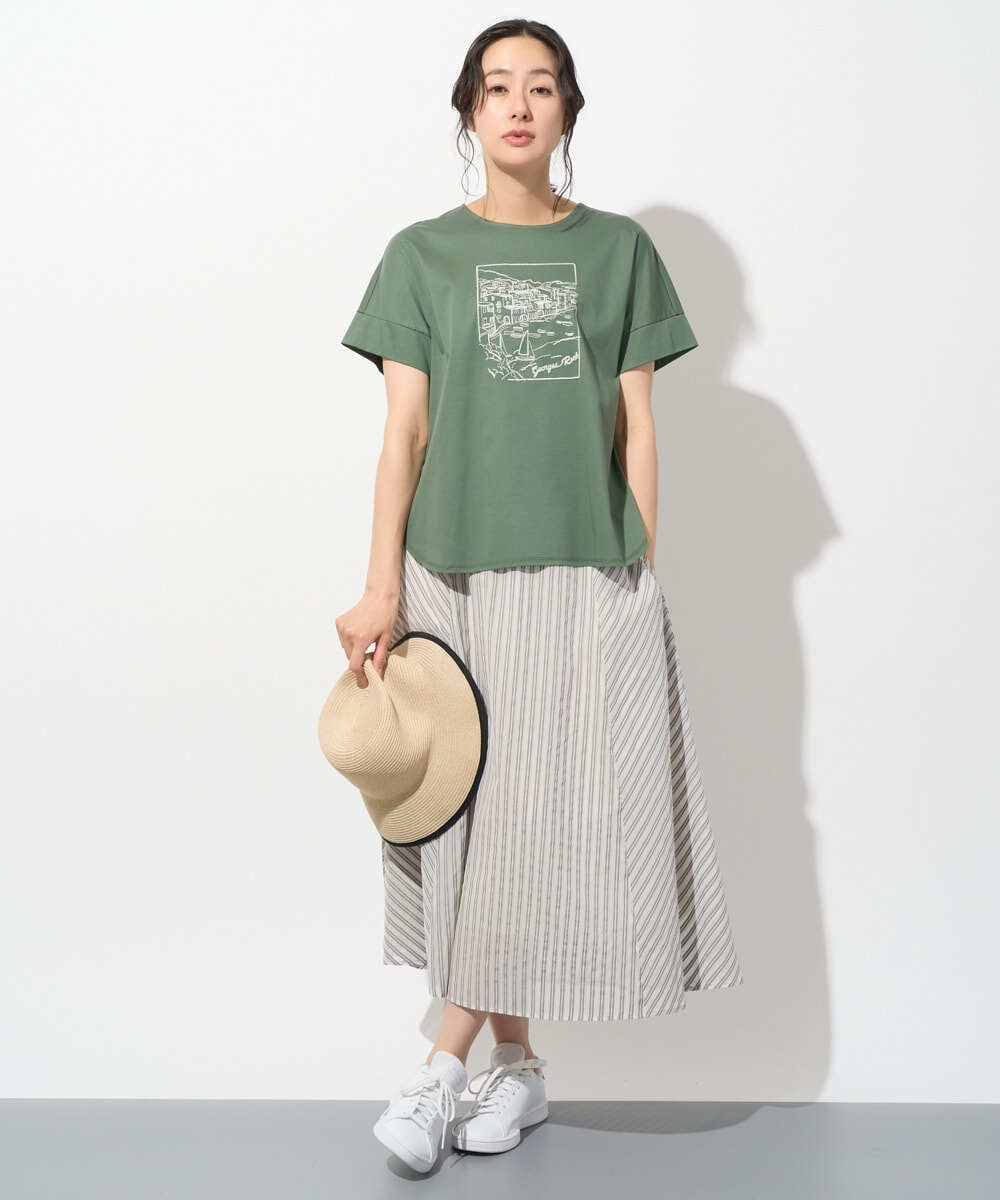 PHKGD24150 GEORGES RECH(小さいサイズ)(メゾン ドゥ サンク) [接触冷感]ドライコットン刺繍カットソー カーキ