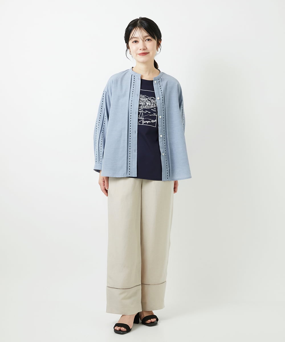 PHKGD24150 GEORGES RECH(小さいサイズ)(メゾン ドゥ サンク) [接触冷感]ドライコットン刺繍カットソー カーキ