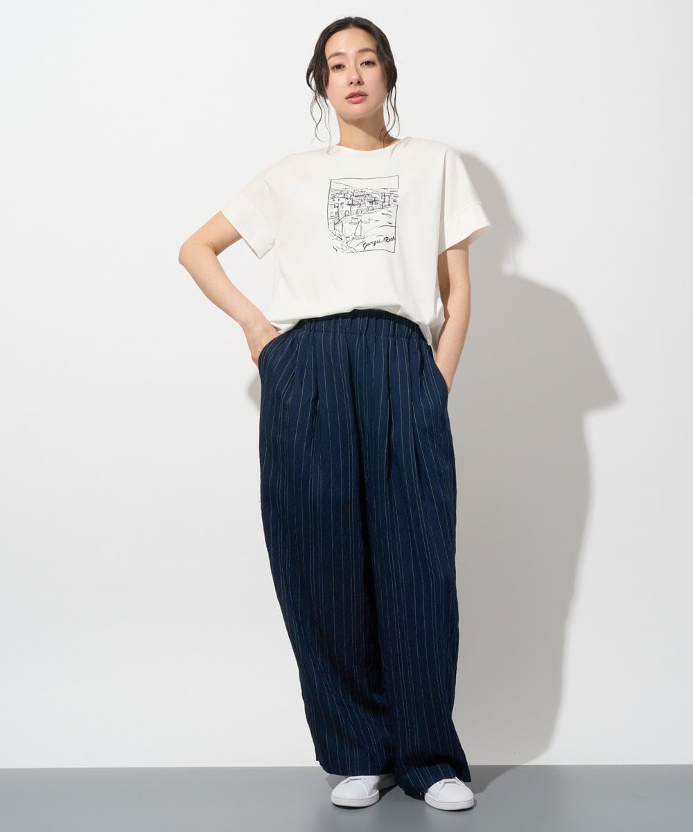 PHKGD24150 GEORGES RECH(小さいサイズ)(メゾン ドゥ サンク) [接触冷感]ドライコットン刺繍カットソー カーキ