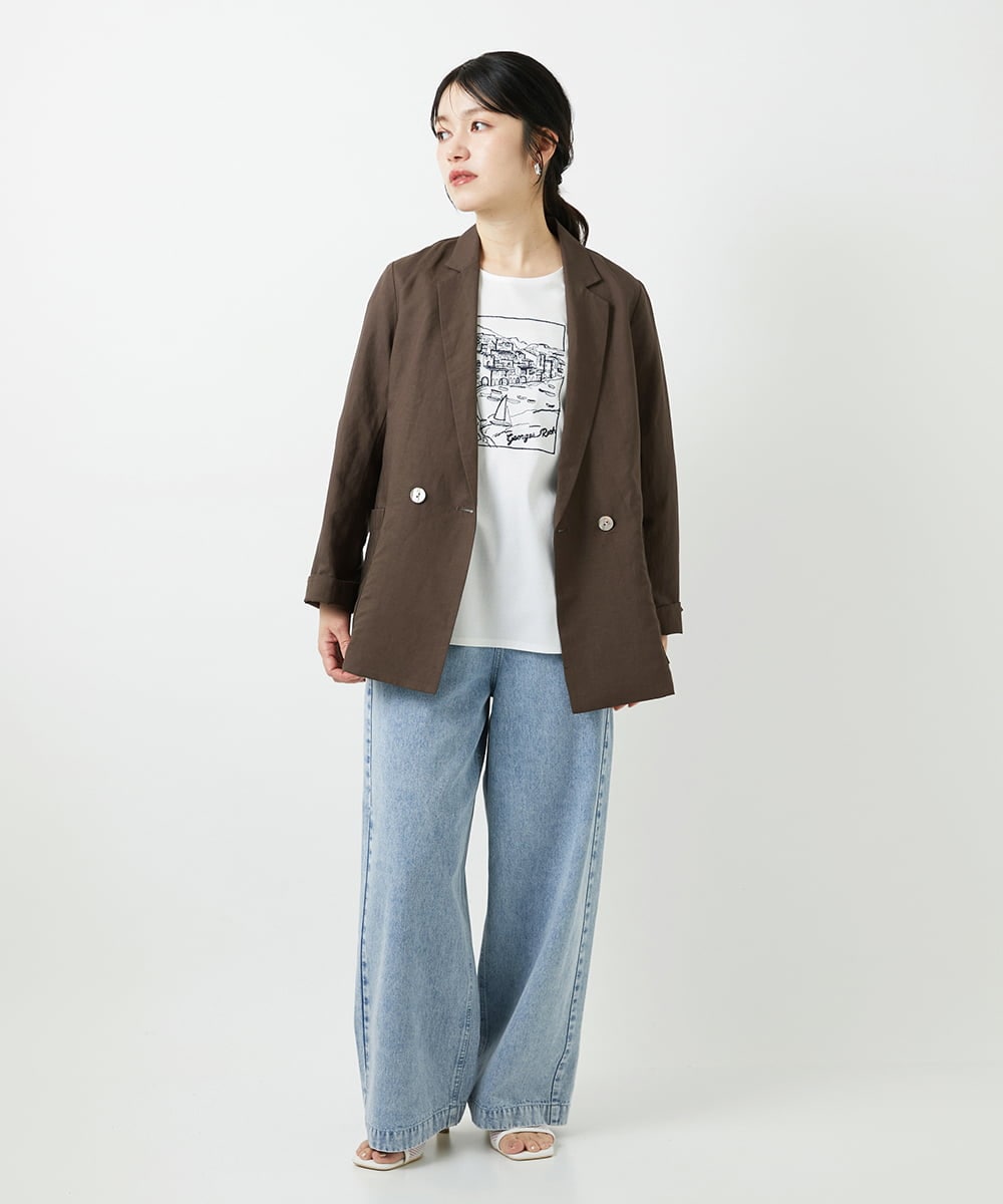 PHKGD24150 GEORGES RECH(小さいサイズ)(メゾン ドゥ サンク) [接触冷感]ドライコットン刺繍カットソー カーキ