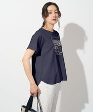 PHKGD24150 GEORGES RECH(小さいサイズ)(メゾン ドゥ サンク) [接触冷感]ドライコットン刺繍カットソー ネイビー