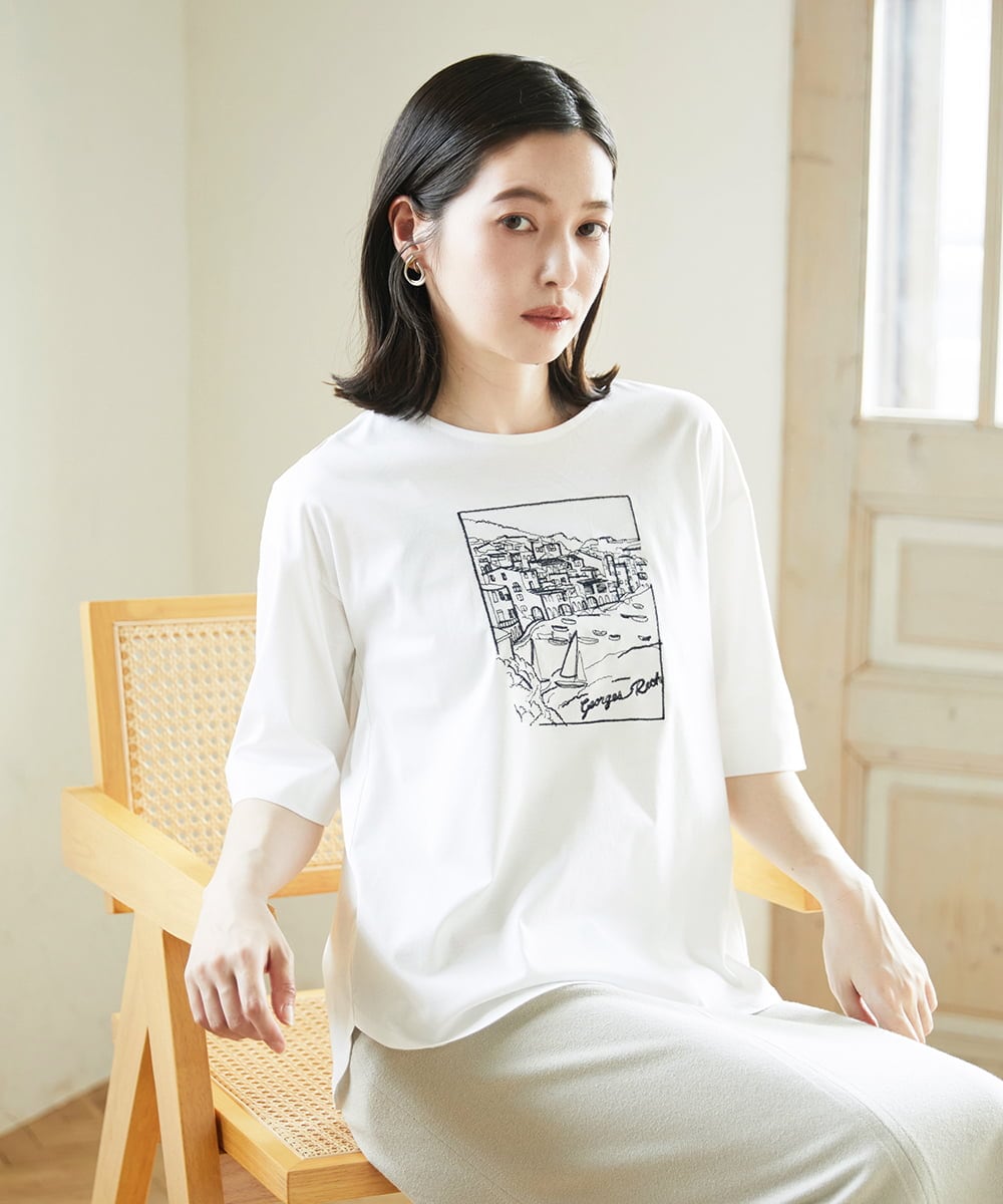 PHKGD24150 GEORGES RECH(小さいサイズ) [接触冷感]ドライコットン刺繍カットソー