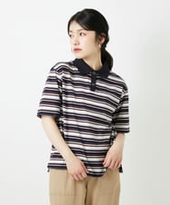 PHKGD25230 GEORGES RECH(小さいサイズ)(メゾン ドゥ サンク) マルチボーダーポロシャツ ネイビー