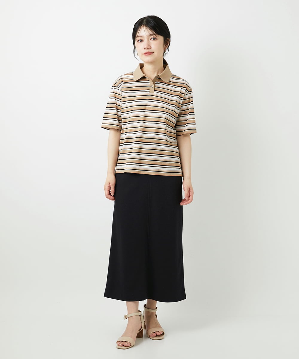 PHKGD25230 GEORGES RECH(小さいサイズ)(メゾン ドゥ サンク) マルチボーダーポロシャツ ネイビー