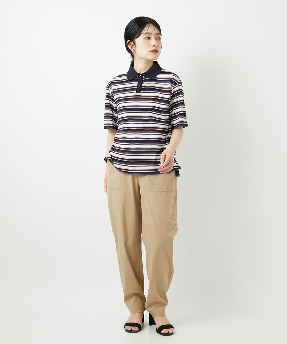 PHKGD25230 GEORGES RECH(小さいサイズ)(メゾン ドゥ サンク) マルチボーダーポロシャツ ネイビー