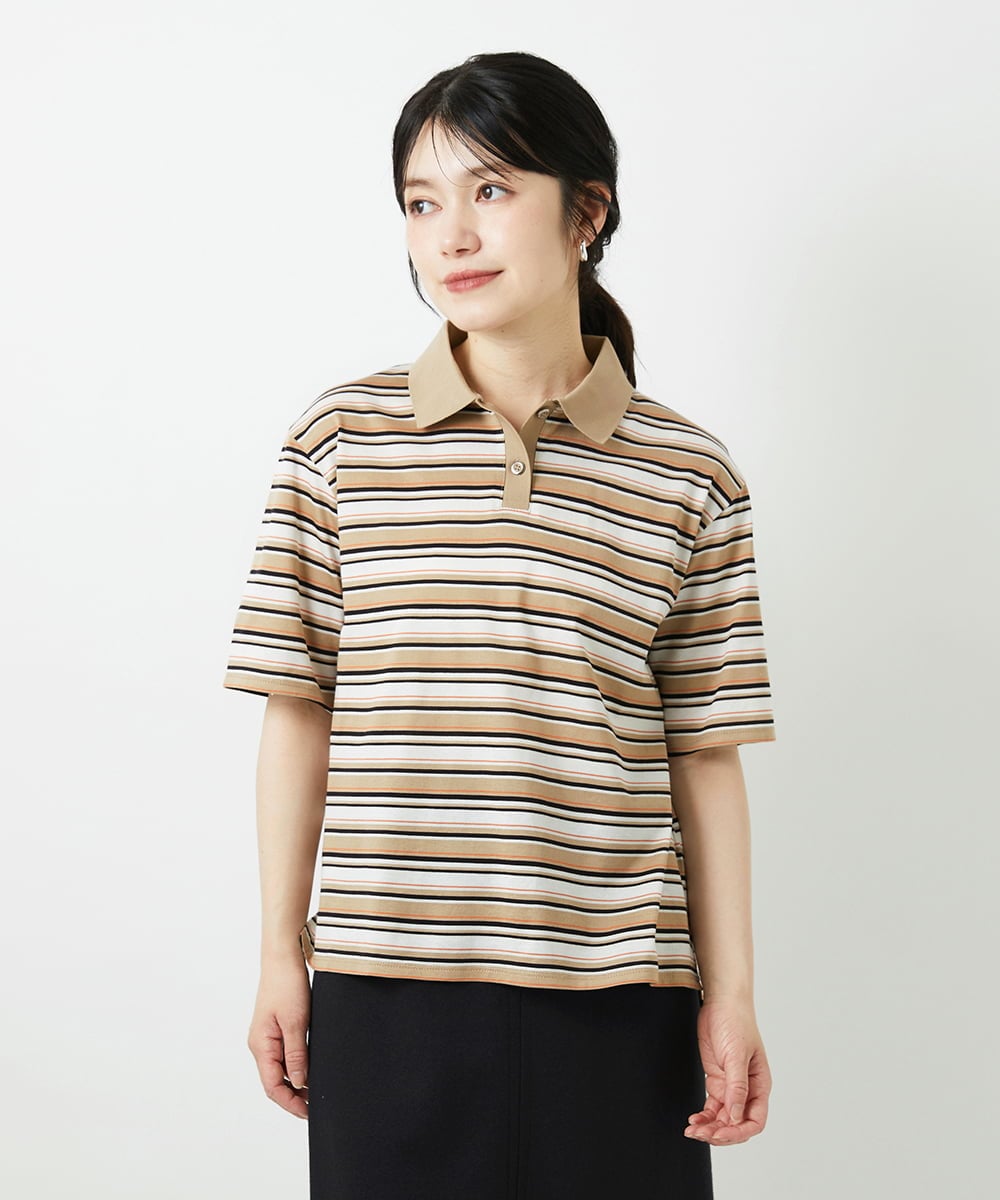PHKGD25230 GEORGES RECH(小さいサイズ)(メゾン ドゥ サンク) マルチボーダーポロシャツ ネイビー