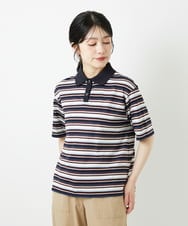 PHKGD25230 GEORGES RECH(小さいサイズ)(メゾン ドゥ サンク) マルチボーダーポロシャツ ネイビー