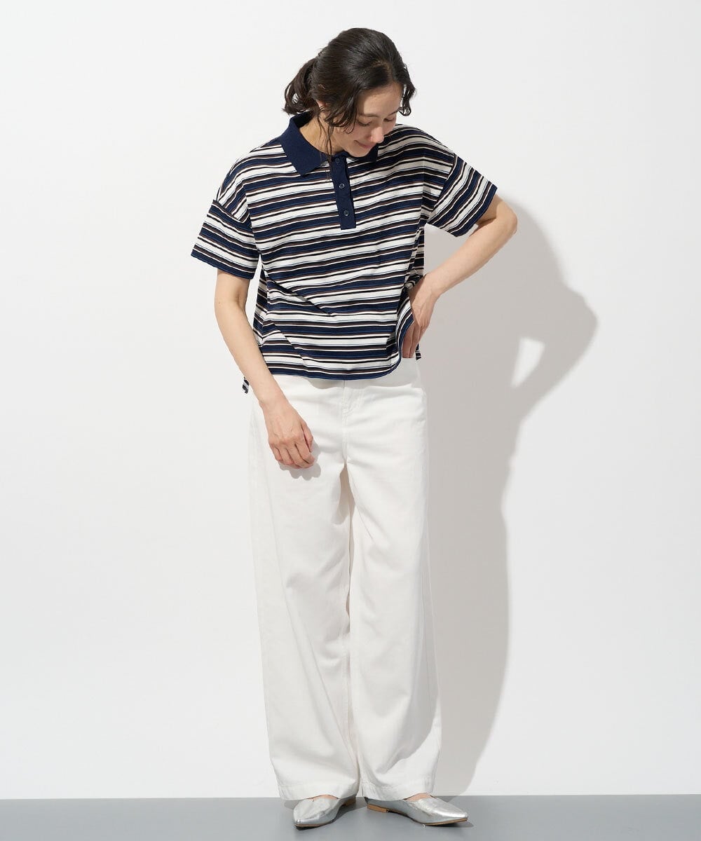 PHKGD25230 GEORGES RECH(小さいサイズ)(メゾン ドゥ サンク) マルチボーダーポロシャツ ベージュ