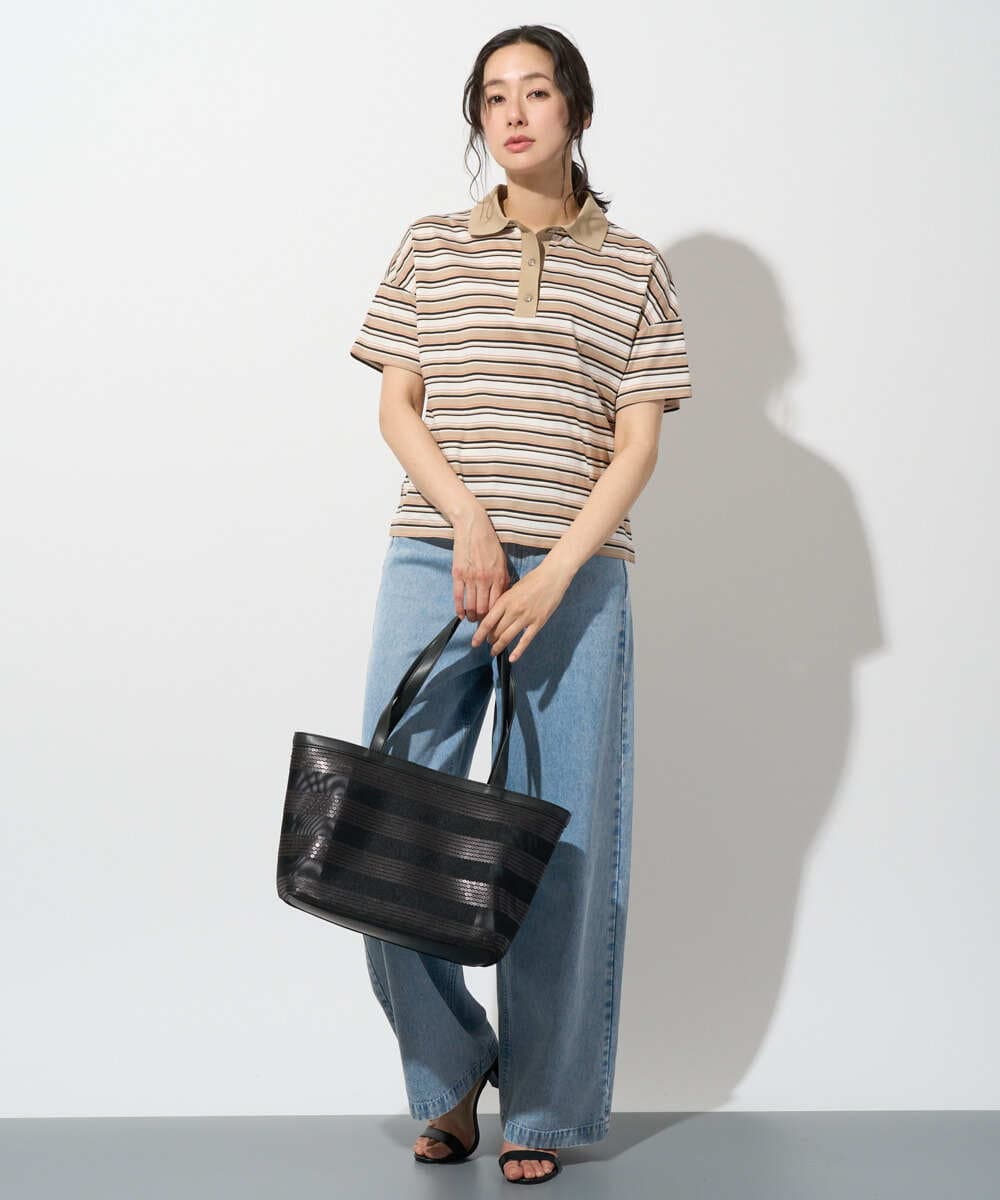 PHKGD25230 GEORGES RECH(小さいサイズ)(メゾン ドゥ サンク) マルチボーダーポロシャツ ベージュ