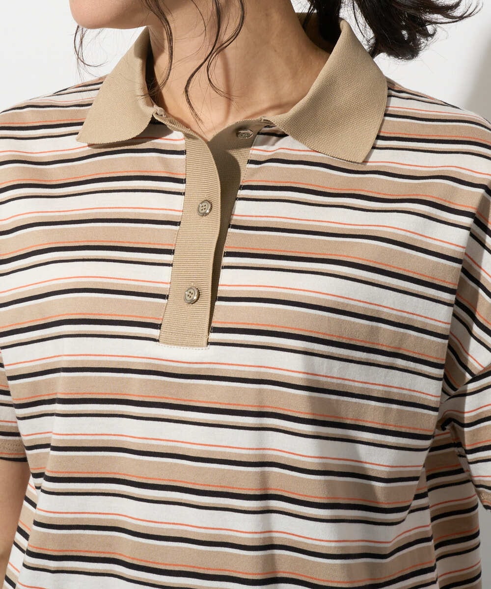 PHKGD25230 GEORGES RECH(小さいサイズ)(メゾン ドゥ サンク) マルチボーダーポロシャツ ベージュ