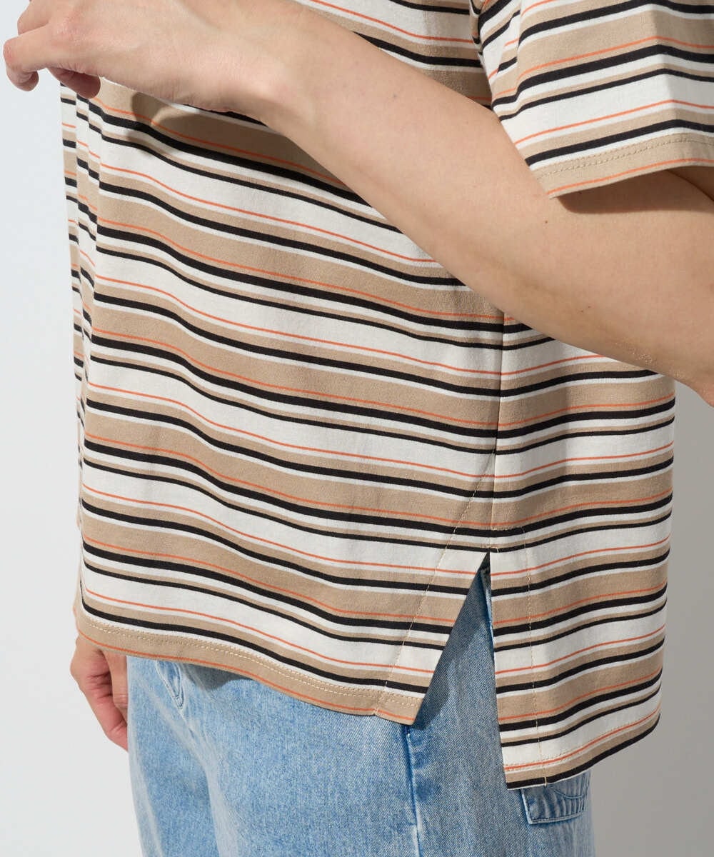 PHKGD25230 GEORGES RECH(小さいサイズ)(メゾン ドゥ サンク) マルチボーダーポロシャツ ベージュ