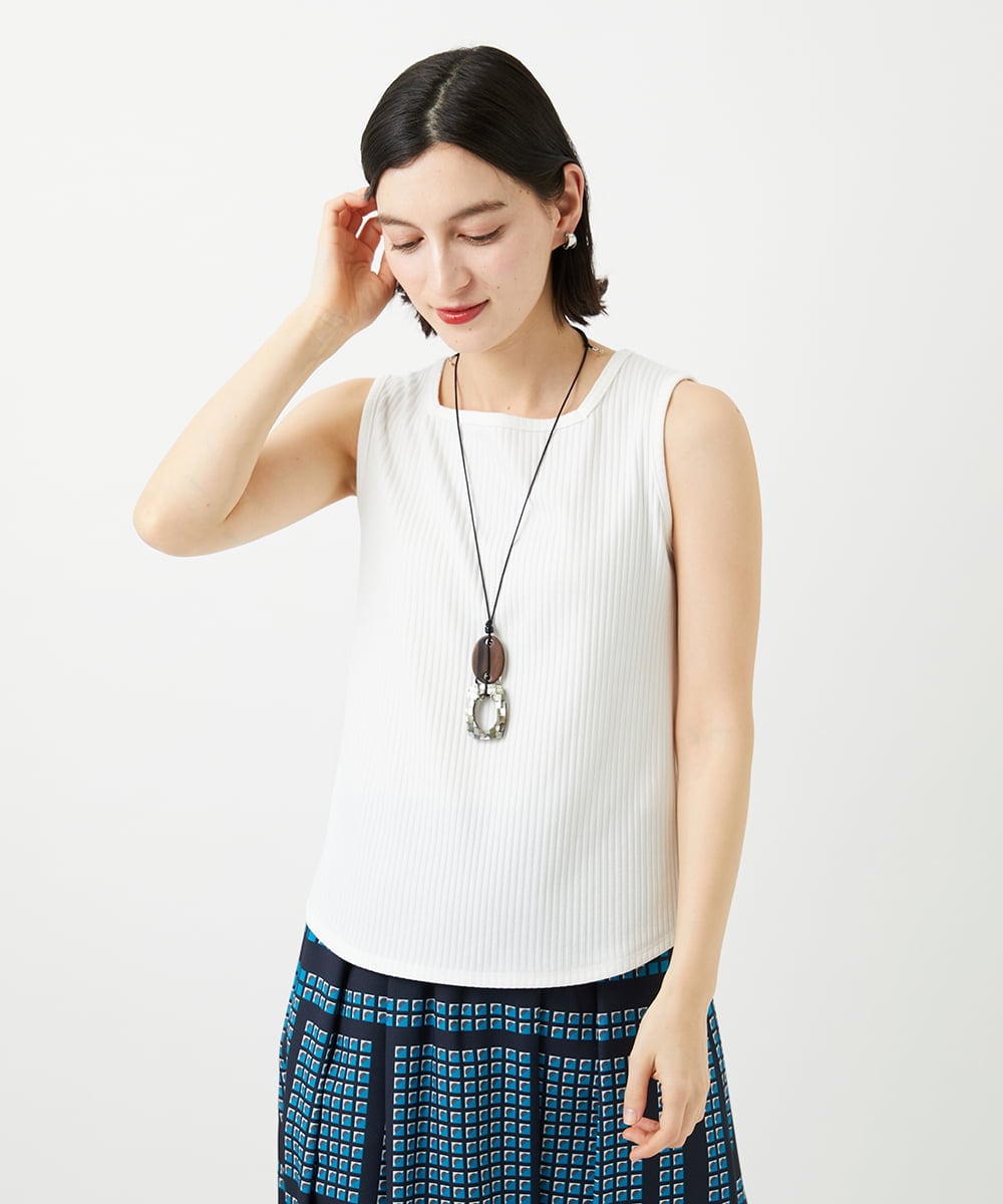 PHKGD27130 GEORGES RECH(小さいサイズ)(メゾン ドゥ サンク)  [日本製]2WAYリブタンクトップ ホワイト