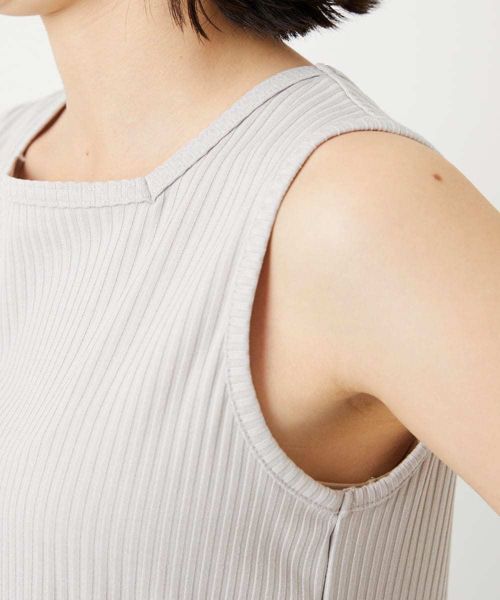 PHKGD27130 GEORGES RECH(小さいサイズ)(メゾン ドゥ サンク)  [日本製]2WAYリブタンクトップ ライトグレー