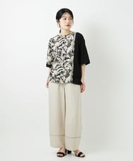 PHKGD33230 GEORGES RECH(小さいサイズ)(メゾン ドゥ サンク)  [日本製]リーフアシンメトリー5分袖カットソー ブラック