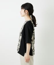PHKGD33230 GEORGES RECH(小さいサイズ)(メゾン ドゥ サンク)  [日本製]リーフアシンメトリー5分袖カットソー ブラック